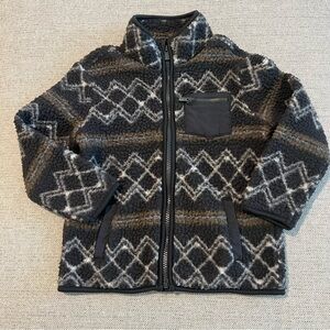 Old Navy Kids' Patterned Sherpa Jacket - Gray and Brown